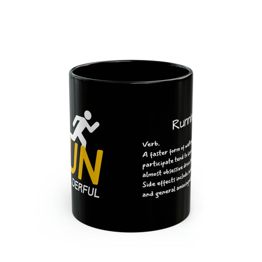 Runderful Running Quote, Black Ceramic Mug (325ml, 444ml)